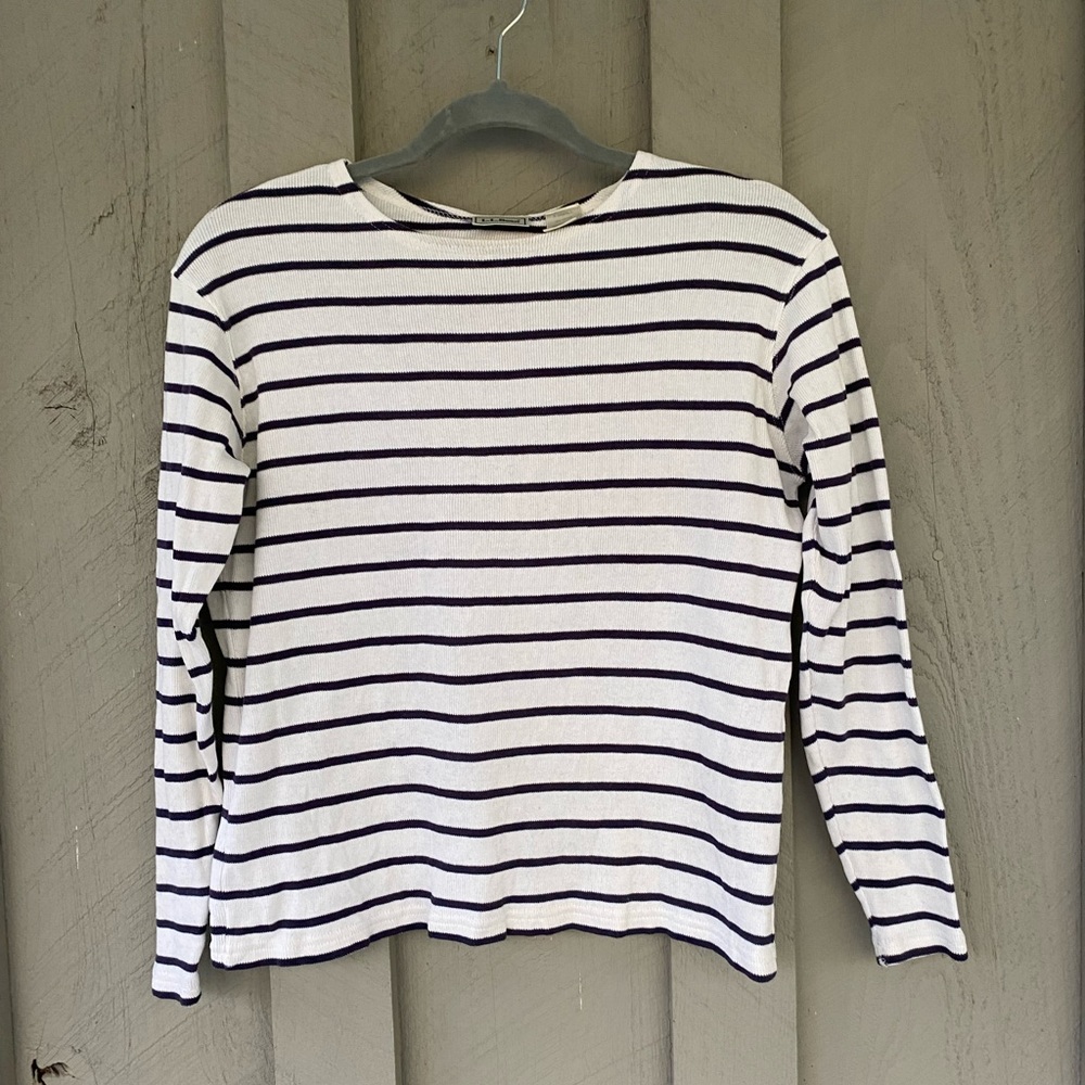 L.L. Bean Stripped knit shirt sweater 100% cotton womens XS